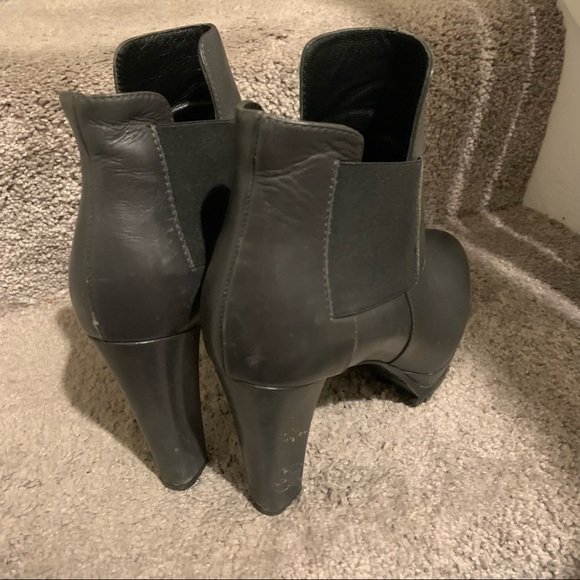 Pair of All Saints gray leather high heel boots - Picture 4 of 9